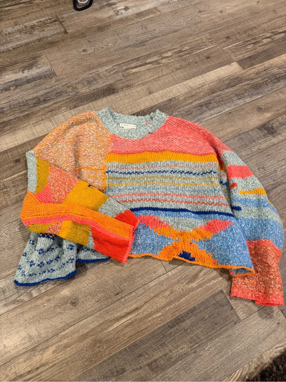 Sincerely Jules Multicolor Patchwork Crewneck Sweater - Picture 2 of 4